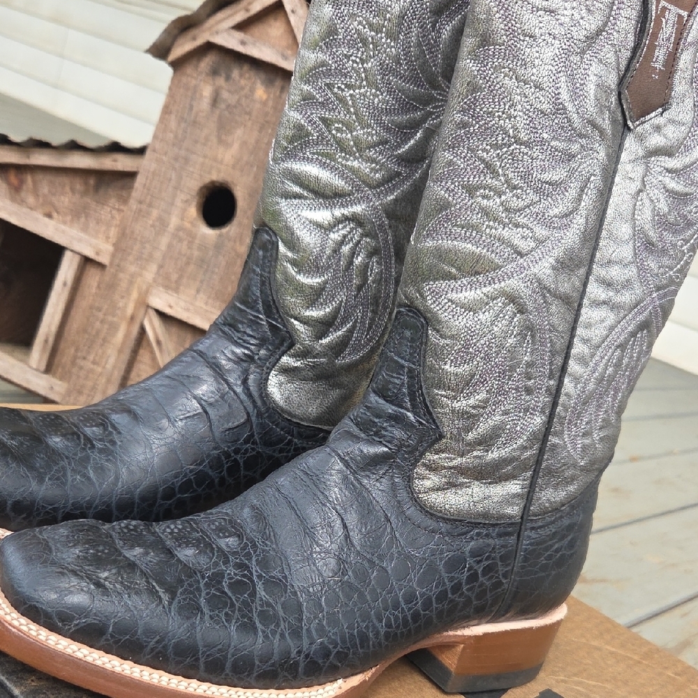 Mark Tanner Silver and Black Western Cowboy Boots NWT - Picture 9 of 11